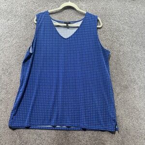 Talbots Womens Tank Top‎ 2X Sleeveless Blue Patterned V Neck